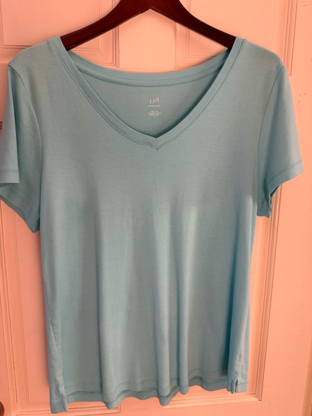 J. Jill V-Neck Short Sleeve Tee in Light Blue